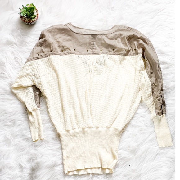 FP Cream Colored Dolman Sleeve Waffle Knit Top - Picture 9 of 11